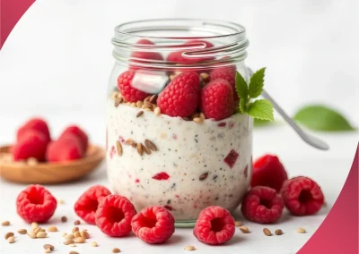 Jogurtowo-białkowy krem z&nbsp;musem malinowym